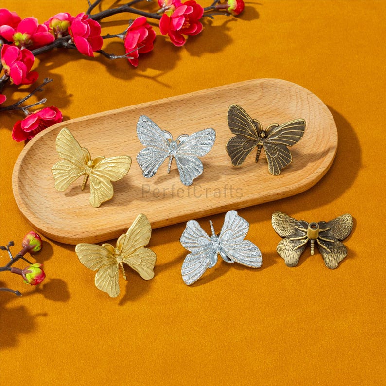 Massivem Messing Schmetterling Schublade Knäufe: Antike Schrank zieht, Retro Einzigartige Türknauf Hardware Bild 4