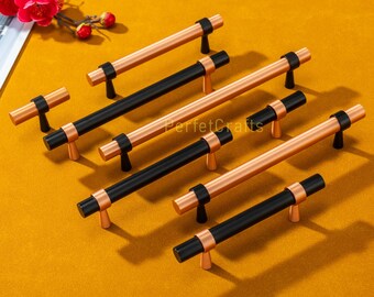 Black Drawer Pulls ,Copper Kitchen Cabinet Door handles , dresser knobs&pulls , Art decor Hardware