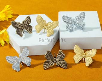 Solid Brass Butterfly Cabinet Knobs: Unique Drawer pulls , polished chrome door knobs Hardware