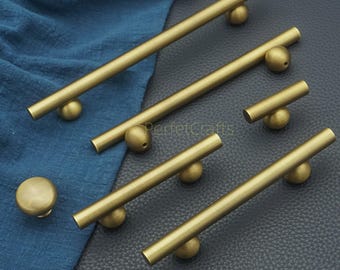 Aged Brass Cabinet Handle: Unique Ball drawer pulls, Dresser Knob, Kitchen Door Hardware