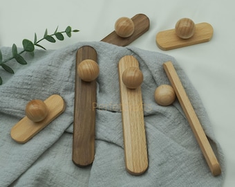 Natural wood  Drawer Knob pull: walnut beech cabinet handles , wooden closet wardrobe pulls knobs