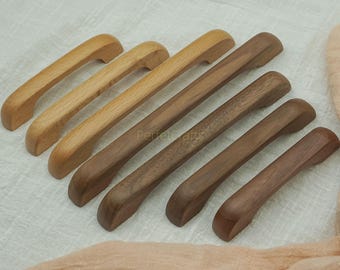 Walnut Cabinet pulls ,Beech Wood Drawer handles, Wooden dresser knobs, Furniture  hardware