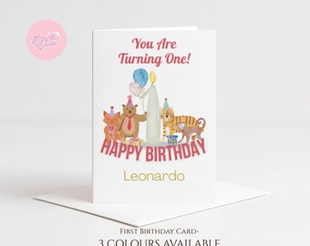 Personalized 1st Birthday Card | Woodland Animals