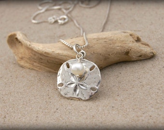 BEACH JEWELRY, Sterling Silver Sand Dollar Necklace |  Beach Girl Necklace | Sand Dollar Jewelry | Beach Wedding Gift | Beach Lover Gift