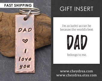 Gift for Dad, Papa, Dada | Rustic Copper Keychain | Dad I Love You Keychain | Birthday Gift from Daughter | te quiero, te amo papa