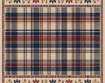 Kreuzstichmuster, kariert, Stickerei, rot blau, Tartan, Karomuster (PDF-Muster)