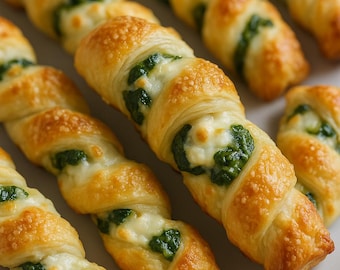 Spinach Parmesan Cheese Twists Recipe | Easy Appetizer (Printable PDF)