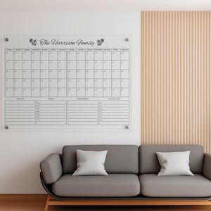 Clear Acrylic Weekly Planner – Dry Erase Wall Calendar | Family Organizer Board & Custom Weekly Schedule