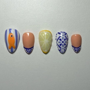 Ceramic Lemon Press On Nails