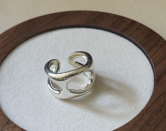The Lattice Ring, Sculptural Hollow Sterling Silver Ring: Adjustable Geometric Statement