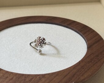 Sterling Silver Snowflake Ring: Adjustable Open Wrap, Winter Jewelry