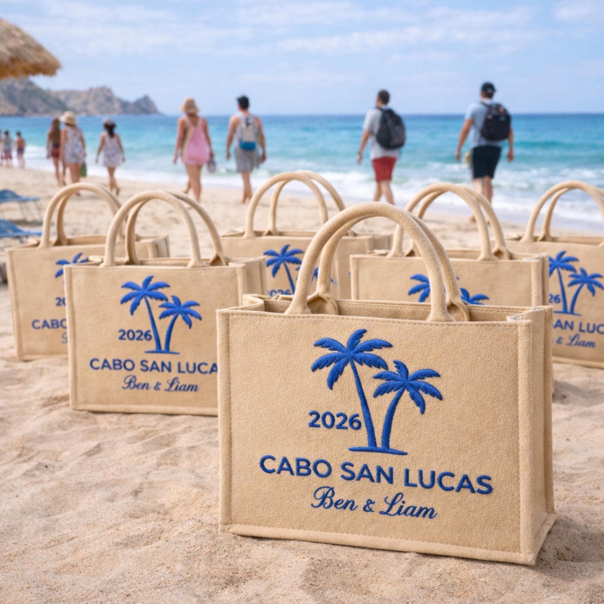 Embroidered Beach Wedding Favor Bag