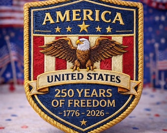 Embroidered USA 250th Anniversary Patch, Eagle Applique