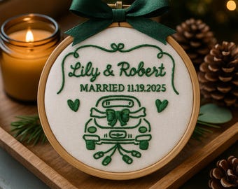 First Christmas Married Embroidery Ornament, Just Married Car Ornament, Wedding Gifts, Couples Ornament 2025, Custom Gifts For Bride Groom