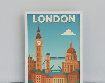 London Poster – London City Wall Art Print, Digital Download