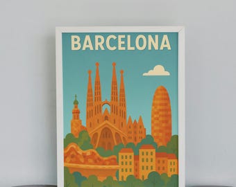 Barcelona-poster – Barcelona City Wall Art Print, digitale download