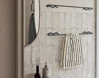 Porte-serviettes Wave noir | Porte-serviettes de bain moderne