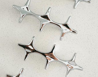 Polished Chrome Star Cabinet Knobs & Pulls | Sculptural Modern Drawer Hardware
