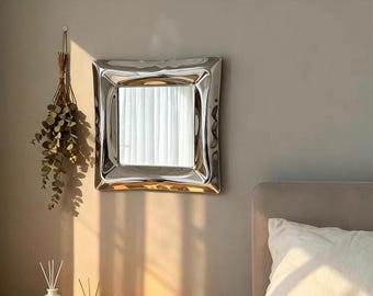 Irregular Metal Wall Mirror – Polished Stainless Steel Mirror for Modern Home Decor