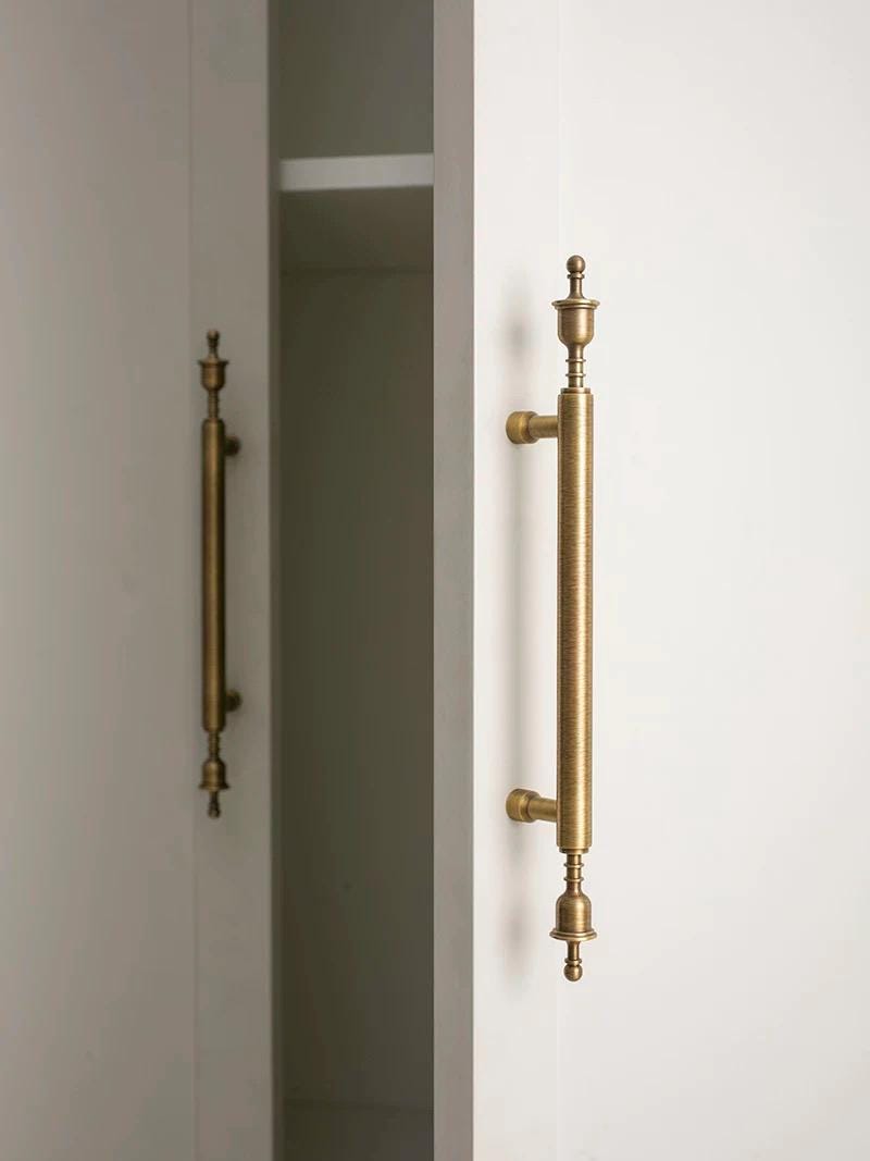 French Vintage Long Brass Cabinet Pulls Polished Chrome or Antique Brass Wardrobe Door Handles