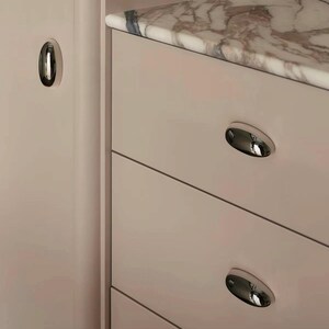 Organic Curve Pebble Drawer Pull | Polished Chrome Solid Brass Handle | Mid Century Modern Cabinet Upgrade