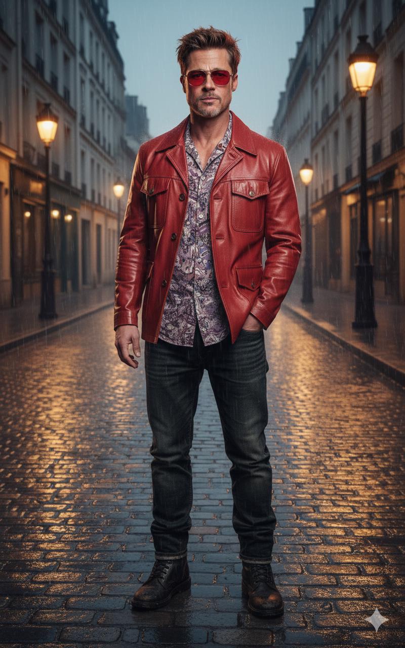 Handmade Fight Club Red Leather Jacket: Tyler Durden Moto Coat - Etsy
