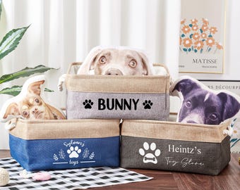 Cesto de armazenamento personalizado para animais de estimação, cesto para brinquedos de cachorro, caixa de brinquedos personalizada para cães, organizador de brinquedos para cães, cesto de armazenamento para animais de estimação, cesto de presente para filhotes, organizador de brinquedos para cães.