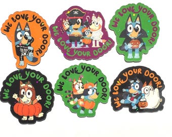 Halloween Bluey Holographic Cruise Magnets - Version One - Set of Six Magnets - Pixie Dust