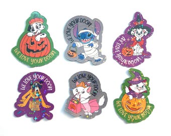 Halloween Cats and Dogs Holographic Cruise Magnets - Set of Six Magnets - Pixie Dust