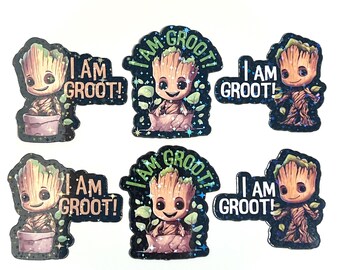 Baby Groot Holographic Cruise Magnets - Set of Six - Pixie Dust