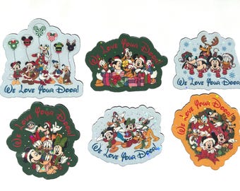 Christmas Mickey and Friends Holographic Cruise Magnets - Version Four - Set of Six Magnets - Pixie Dust