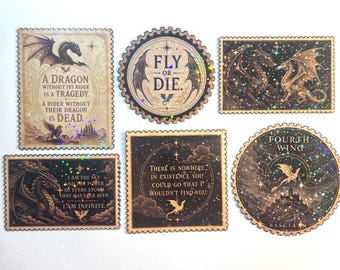 Fourth Wing Holographic Magnets - Set Of Six - Bookish Gift - Romantasy Reader