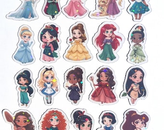 Mini imanes holográficos de princesas - Juego de 20