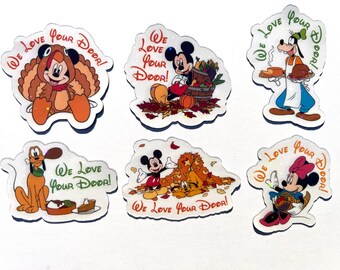 Thanksgiving Mickey Holographic Cruise Magnets - Version Two - Set of Six Magnets - Pixie Dust