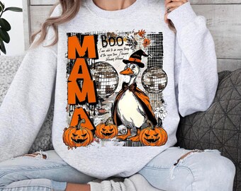 Halloween Mom Goose Collage PNG, Aesthetic Spooky Fall Digital Download, Trendy Checkered Halloween Sublimation, Autumn Aesthetic PNG File