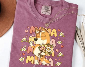 Cartoon Dog Mom PNG, Bluey Mama Design, Custom Name Mom PNG, Mothers Day Gift, Family Matching Design, Digital Download