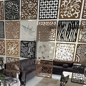 Laser Cut Sperrholz Raumteiler | Moderner geometrischer Sichtschutz