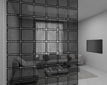 Modern Black Wood Room Divider Panels | Hanging Privacy Screen | Laser Cut Modular Partition Decor