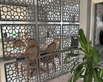 Wooden Room Divider Panels | Laser Cut Wall Decor | Handmade Modern Plywood Partition-Design 10