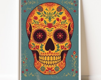Sugar Skull Art |  Day of the Dead | Boho Home Decor