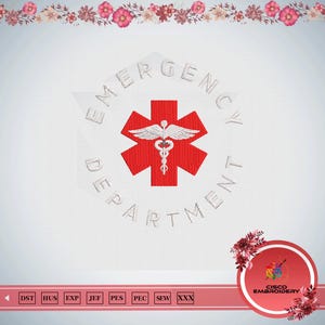 Emergency Department Embroidery Design | Medical Symbol Badge | Machine Embroidery File