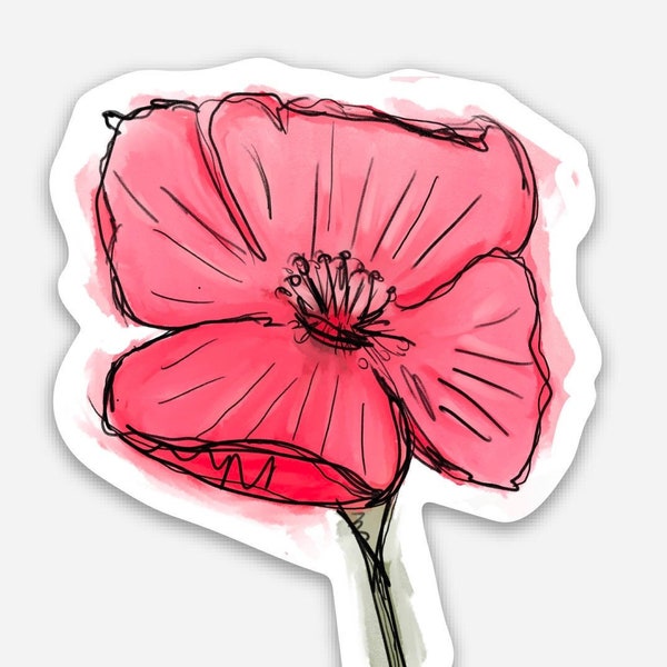 Sweet Poppy ( Red Poppy Flower ) Vinyl Sticker