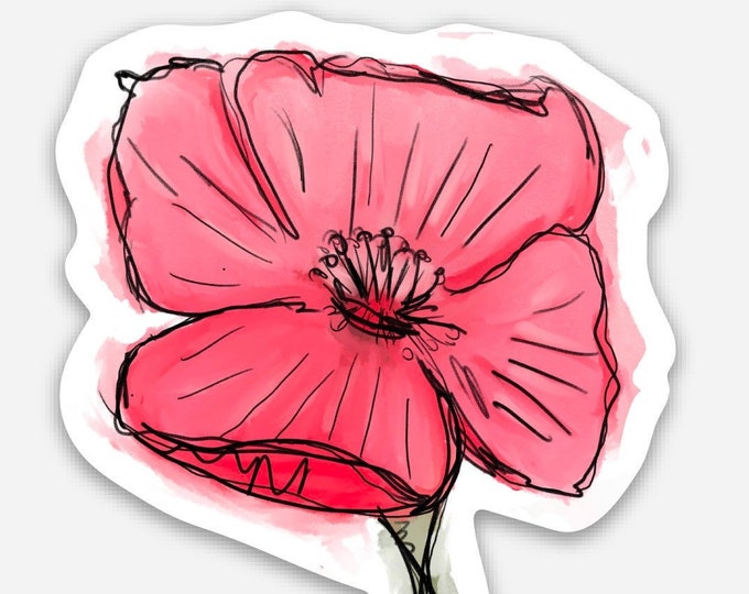 Sweet Poppy ( Red Poppy Flower ) Vinyl Sticker