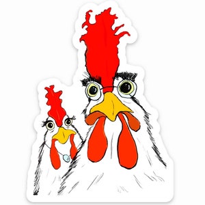 Eugene and Maura Chicken-vinyl die cut sticker