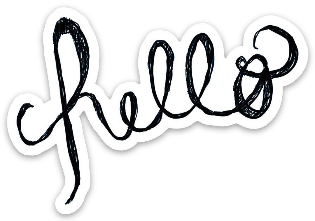 Hello Cursive premium Vinyl Sticker Etsy