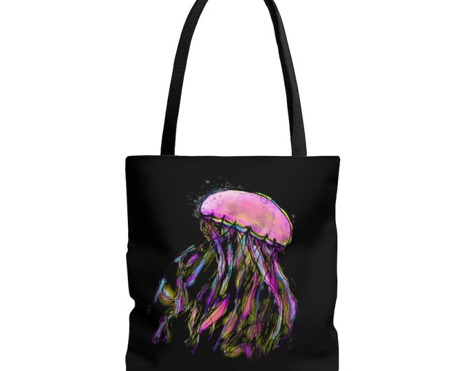 Zuri (jellyfish) Black Handle Tote Bag