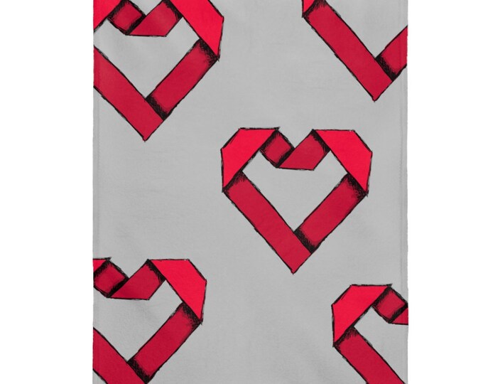 Paper Origami Heart Velveteen Plush Blanket - More ART | More Heart Studio