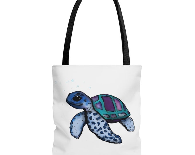 Janis ( Sea Turtle) Box Bottom Tote Bag