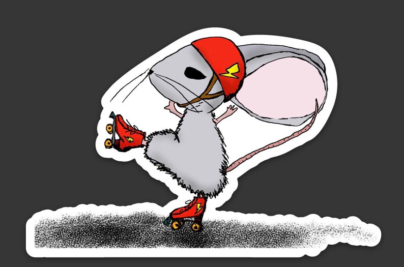 Disco Roller Girl Vinyl Sticker Mouse
