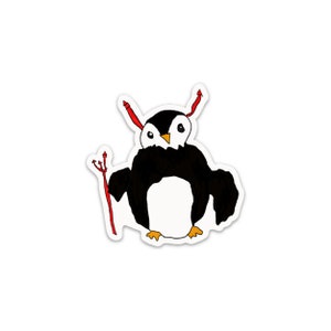 Etiqueta engomada del vinilo del pingüino del diablo